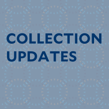 Blue text that reads Collection Updates on a light blue back ground